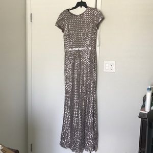 Betsy & Adam sequenced floor length dress